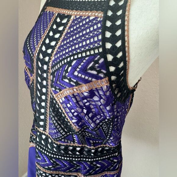 NWT Karen Millen Geo Guipure Metallic Lace Woven Mini Dress sz 10 - Picture 10 of 15